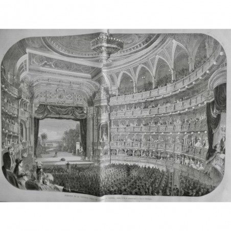 1869 UI VIENNE NOUVELLE SALLE OPERA SCENE RIDEAU DECOR SPECTATEUR LOGE GRADIN