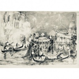 1866 MI ITALIE VENISE FÊTE ILLUMINATION GRAND CANAL LANTERNE CROQUIS RIOU