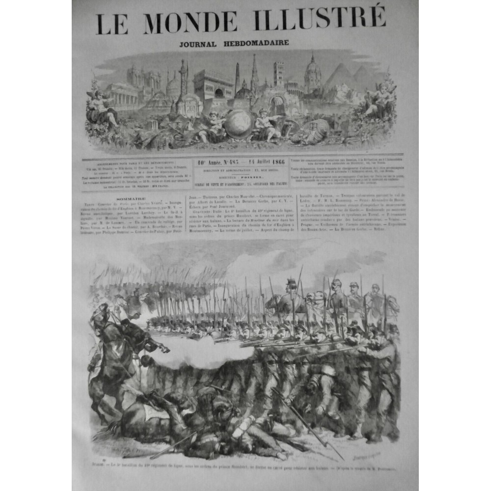 1866 MI ITALIE AUTRICHE GUERRE BATAILLE ORDRE PRINCE HUMBERT HULANS