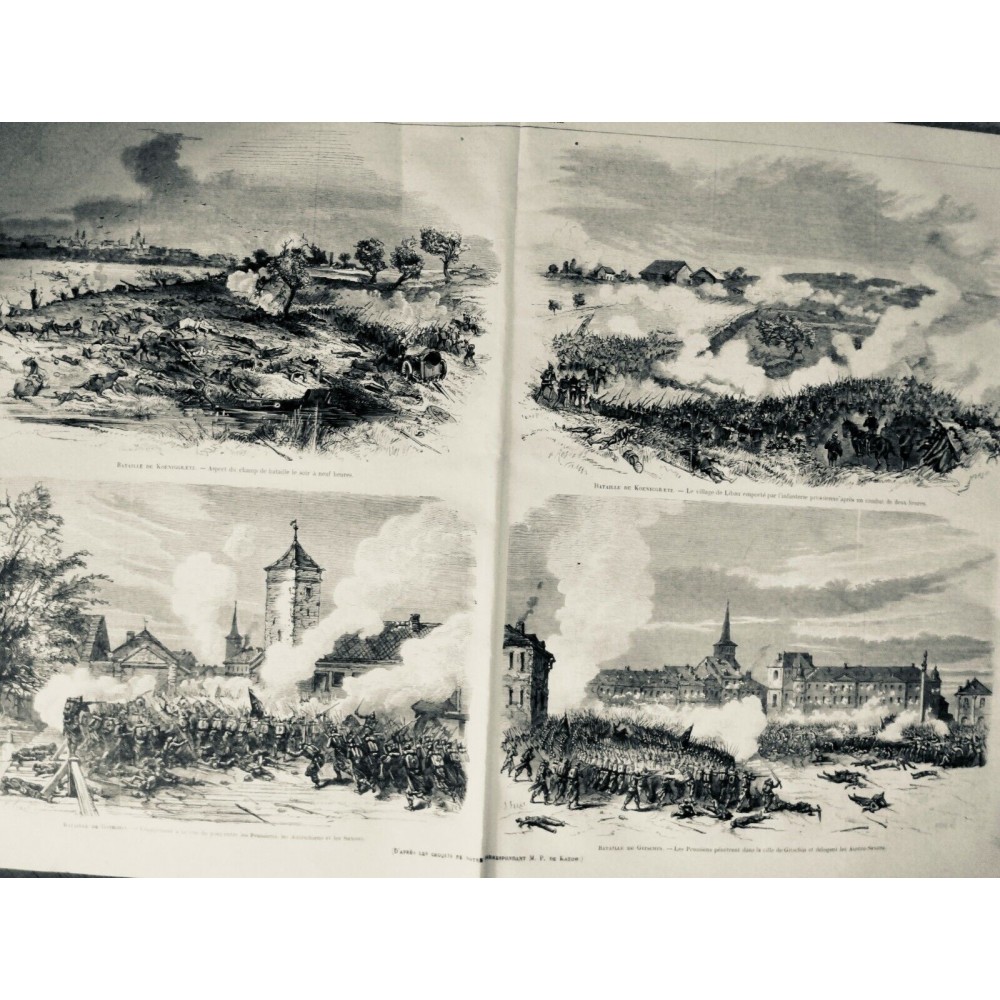 1866 MI ITALIE AUTRICHE GUERRE BATAILLE GITSCHIN KOENIGGRETZ CROQUIS KATOW