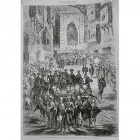 1870 MI MONDE MUSULMAN ISLAM EGYPTE PROCESSION CAIRE 1ER JOUR RAMADAN DARJOU