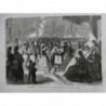 1869 UI BARCELONE PROMENADE RAMBLA MUSICIEN GUITARE TAMBOURINE DESSIN HUTH