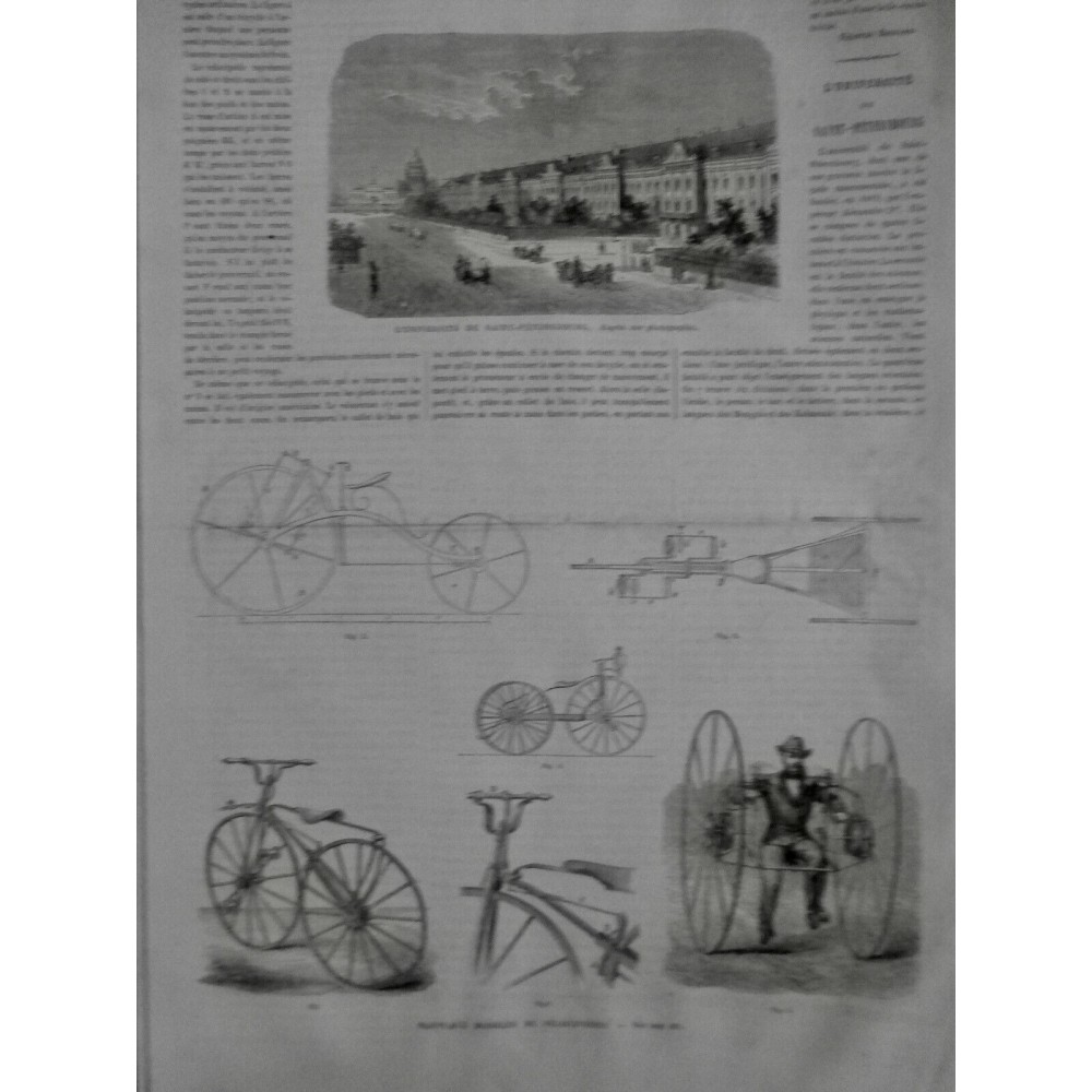 1869 UI VELOCIPEDE MODELE ALLEMAND TRICYCLE PASSAGER ARRIERE ROUE PEDALE POGNEE