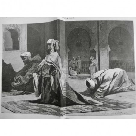 1878 I MONDE MUSULMAN ISLAM MOSQUEE MECQUE PRIERE TAPIS GENOUX CONSTANT