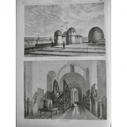 1870 MI OBSERVATOIRE PARIS PLATE FORME MERIDIEN PERRAULT EQUATORIAL TELESCOPE