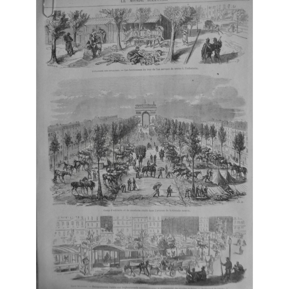 1870 MI PARIS CAMP ARTILLERIE BARAQUEMENT ARMEE CAMPEMENT GARDE MOBILE