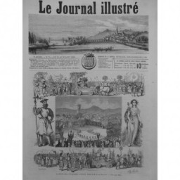 1851 VENDANGE SUISSE VEREY FETE VIGNERON CONVOI DEFILE CHAR 3 JOURNAUX