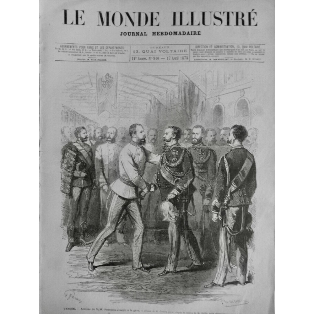 1875 MI EMPEREUR FRANCOIS JOSEPH EMPIRE AUTRICHE HONGRIE VENISE GARE ARRIVEE