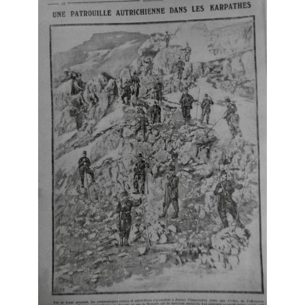 1914 E EMPEREUR FRANCOIS JOSEPH EMPIRE AUTRICHE HONGRIE KARPATHES PATROUILLE