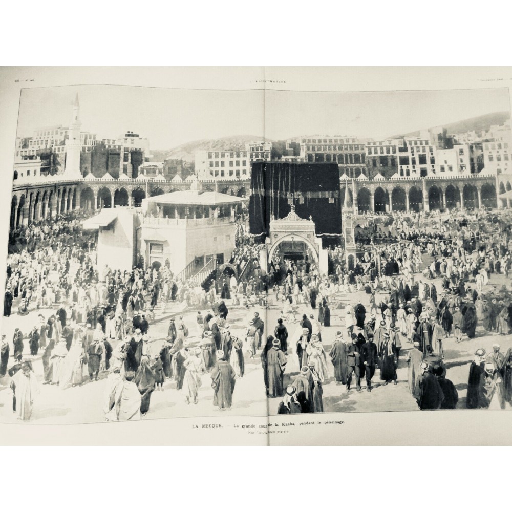 1908 MONDE MUSULMAN ISLAM MECQUE KAABA PELERINAGE GRANDE COUR