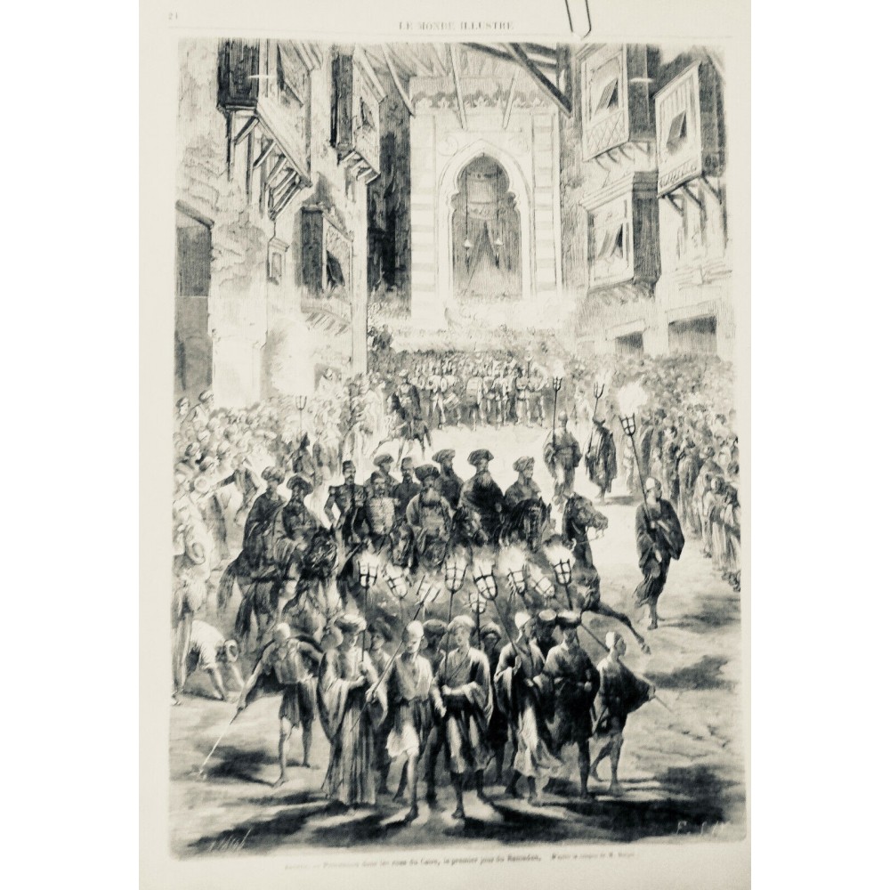 1870 MONDE MUSULMAN ISLAM EGYPTE CAIRE RAMADAN PROCESSION