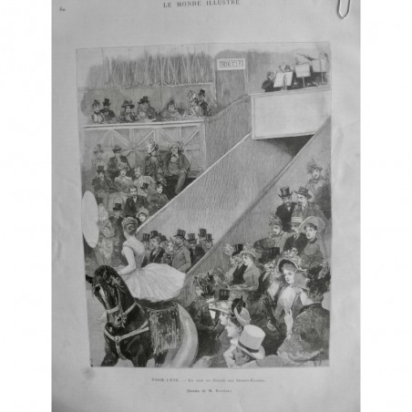 1891 MI PARIS CHAMPS ELYSEES CIRQUE PISTE ORCHESTRE ACCROBATIE EQUESTRE