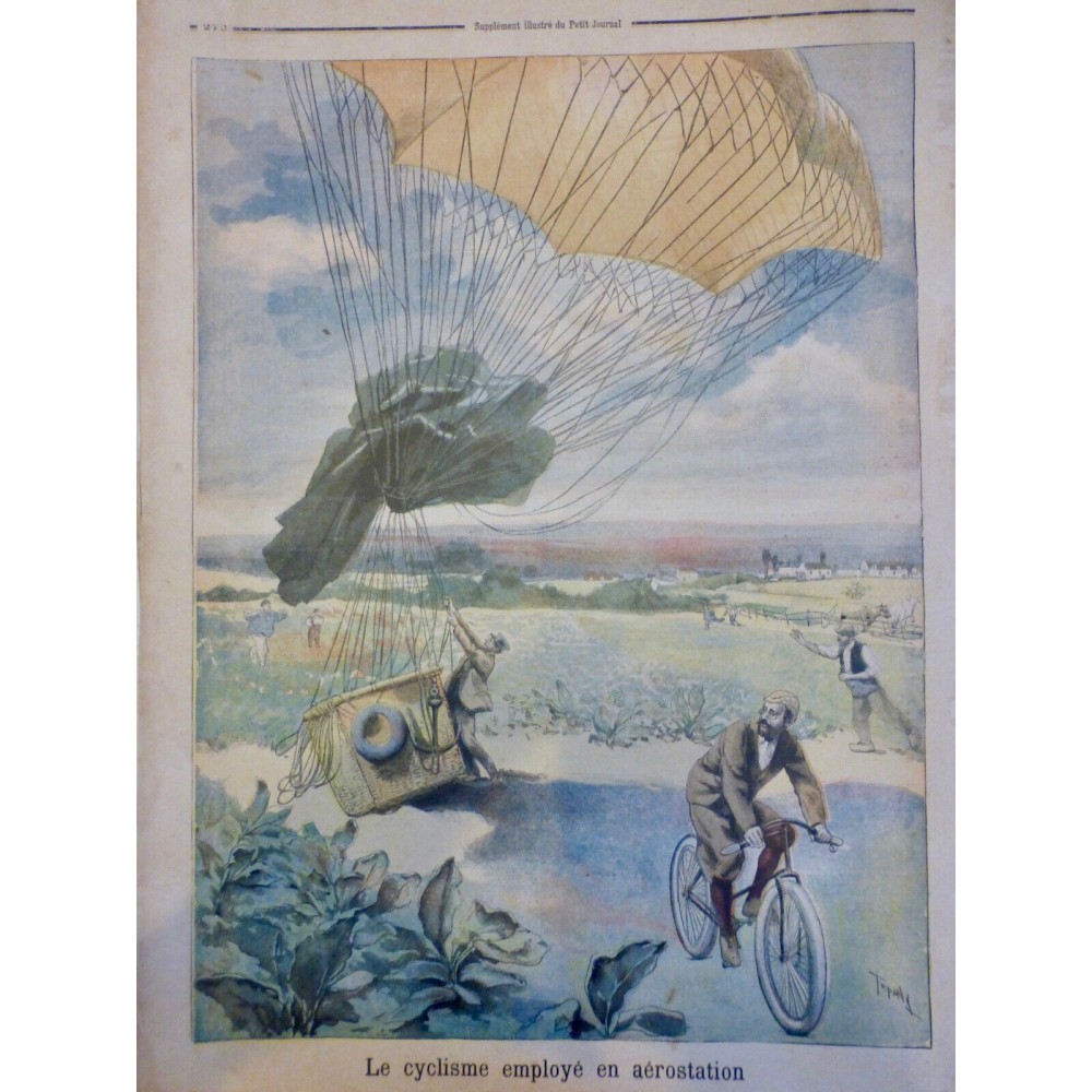 1894 PJ AVIATION CYCLISME VELO AEROSTATION BALLON DIRIGEABLE