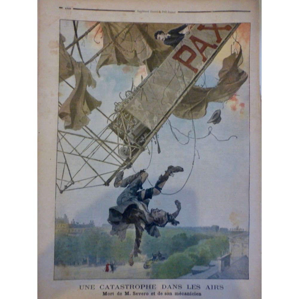 1902 PJ AVIATION AERONAUTIQUE BALLON DIRIGEABLE SEVERO MECANICIEN VICTIMES