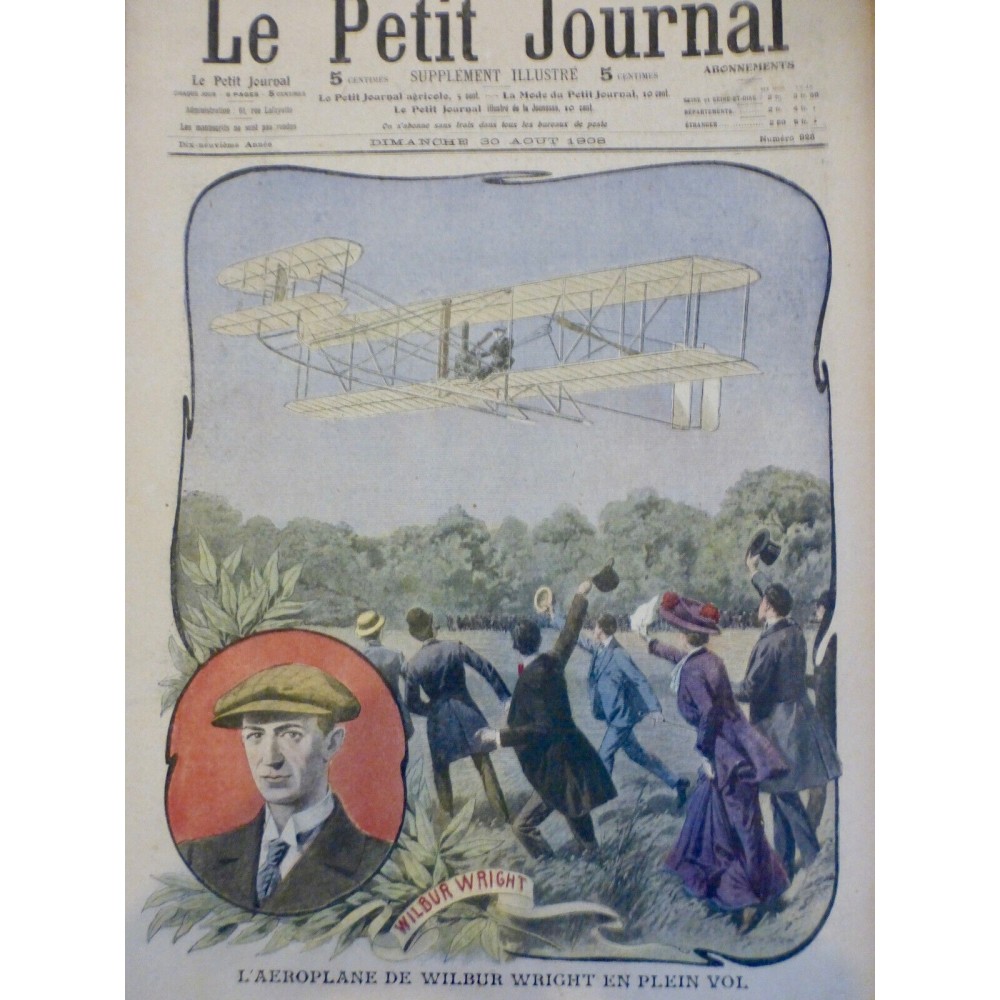 1908 PJ PERSONNALITE AVIATION WILBUR WIGHT AEROPLANE VOL