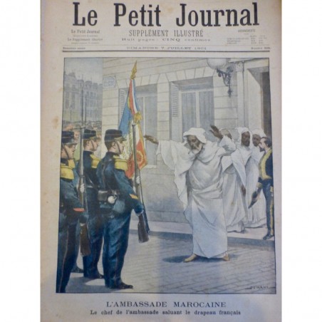 1901 PJ AMABASSADE MAROCAINE CHEF DRAPEAU FRANCAIS SALUT