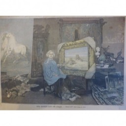 1893 PJ PERSONNALITE ROSA BONHEUR ATELIER TOILE PEINTURE TABLEAU PINCEAU