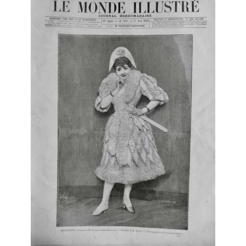 1892 MI ARLEQUINE COSTUME TABLEAU CARRIER BELLEUSE