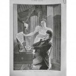 1892 MI PIANO JOUEUR IDYLLE TABLEAU GORDOVA PARTITION JEUNE FILLE