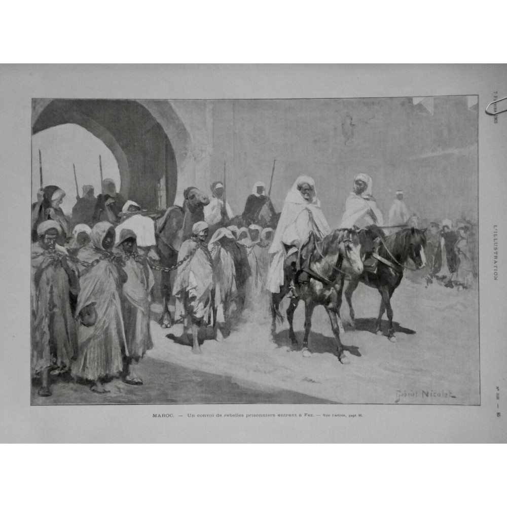 1903 I MAROC FEZ CONVOI REBELLE PRISONNIER CHAINE COU