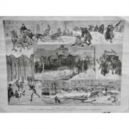 1879 UI PARIS NEIGE TRAINEAUX PATINAGE GLISSADE EVACUATION TRANSPORT NEIGE