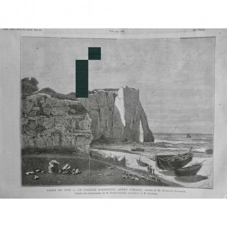 1870 UI ETRETAT FALAISE HAUTE NORMANDIE ROCHE BLANCHE ORAGE COURBET