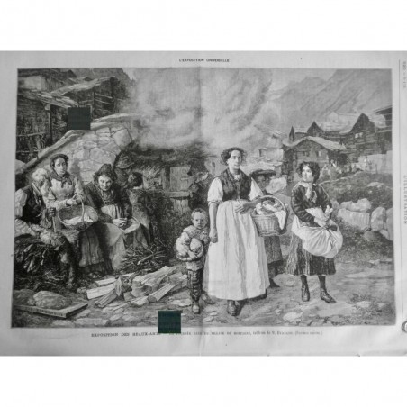 1878 I FOURNEE PAIN CHAUD CUISSON FEU BOIS FOUR VILLAGE MONTAGNE