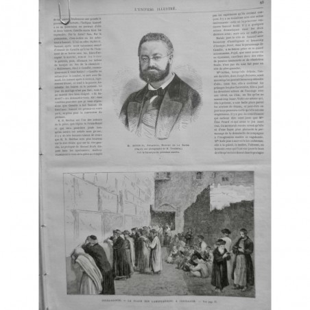 1879 UI JERUSALEM TERRE SAINTE PLACE MUR LAMENTATION HOMME PRIERE LECTURE