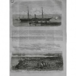 1867 I ILE CRETE BAIE SUDA CAMPEMENT TURC POINTE CANEE BATEAU VAPEUR INSURECTION