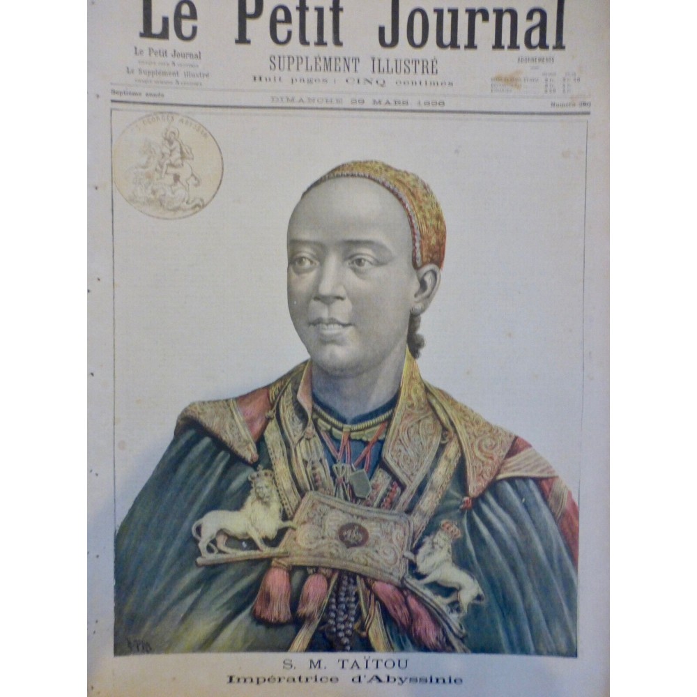 1896 PJ ABYSSINIE IMPERATRICE TAÏTOU PORTRAIT