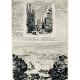 1866 MI ISLANDE RIVIERE CHUTES BRUARA MONTAGNES CROQUIS NOUGARET