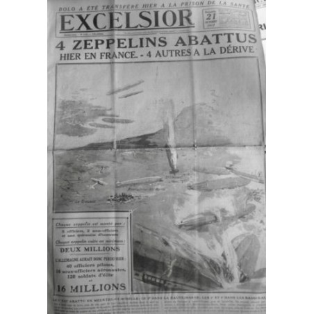 1917 E DIRIGEABLE GUERRE AERIENNE ZEPPELIN ABATTUS FRANCE