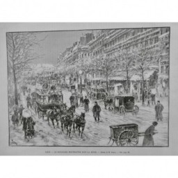 1893 UI NOEL SAISON HIVER PARIS TRAIN DETRESSE DENEIGEMENT TRAINEAU GLISSE PELLE