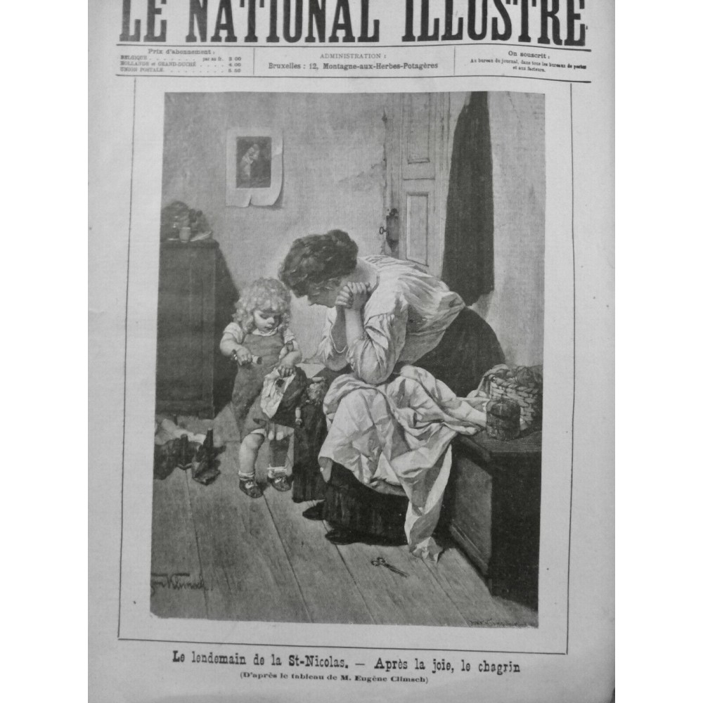 1906 NI NOEL ST NICOLAS LENDEMENT PETITE FILLE POUPEE CASSE JOIE CHAGRIN CLIMSCH