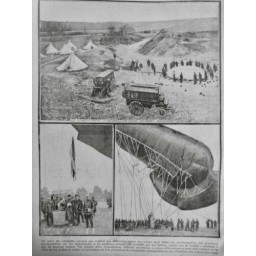 1915 E AVIATION GUERRE AERONAUTIQUE GONFLEMENT BALLON CAPTIF