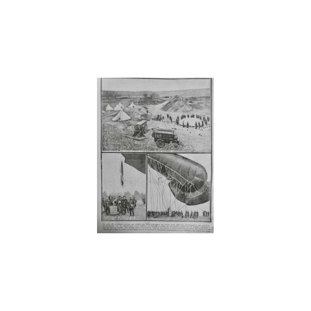 1915 E AVIATION GUERRE AERONAUTIQUE GONFLEMENT BALLON CAPTIF