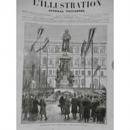 1876 I VIENNE STATUE SCHILLER INAUGURATION COURONNE FLEUR SOCLE ESCALIER PETROVI