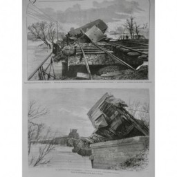 1876 I ALSACE INONDATION RUPTURE PONT LUTTERBACH DOLER PASSAGE TRAIN DERAILLÉ