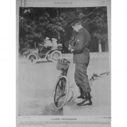 1900 PHOTO AGENT PHOTOGRAPHE AUTOMOBILE VITESSE IMAGE PLAQUE BICYCLETTE