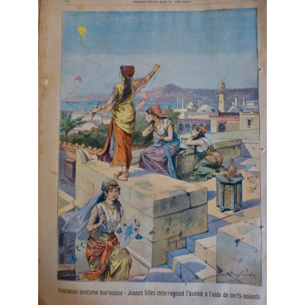 1907 PP MAROC COUTUME JEUNE FILLE VOYANCE AVENIR CERF VOLANT