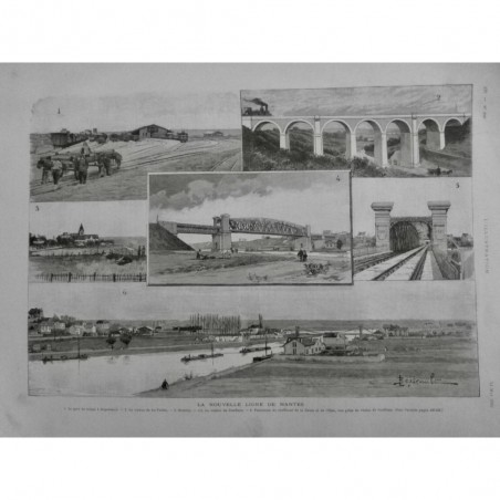 1892 I TRAIN METRO PARIS CHEMIN FER LIGNE MANTES VIADUC SEINE CONFLANS