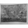 1874 MI PARIS MOEURS FETE MONTMARTRE FORAIN MANEGE GRANDE ROUE KIOSQUE MORIN