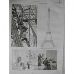 1888 TOUR EIFFEL EXPOSITION LABORATOIRE POMPE COMPRESSION 2 JOURNEAUX