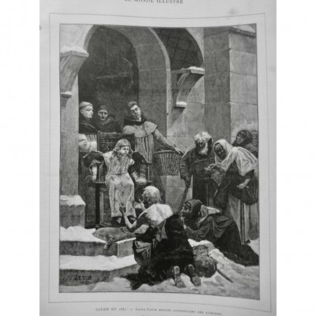 1887 MI SAINT LOUIS ENFANT DISTRIBUTION AUMONE PAUVRE HIVER FAIM