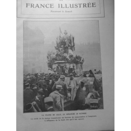 1918 FI GUERRE LILLE STATUE SOCLE BUREAU SOUSCRIPTION EMPRUNT