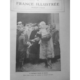 1918 FI GUERRE FRANCE PRESIDENT WILSON ECOLIER BOUQUET FLEURS