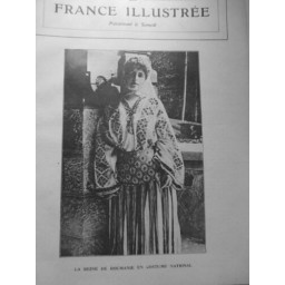 1918 FI GUERRE REINE ROUMANIE COSTUME NATIONAL PORTRAIT