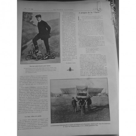 1909 FI PATIN-BICYCLE ROUTE PEDALE BICYCLETTE VOLANTE COMTE PUISEUX ESSAI