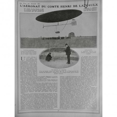 1907 VAGA DIRIGEABLE AERONAT COMTE DE LA VAULX ASCENSION