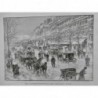 1893 UI NOEL PARIS BLD MONTMARTRE HIVER NEIGE VOITURE ATTELAGE GIVRE ARBRE DOSSO